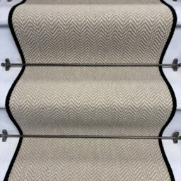 RainbowHome Herringbone Chalk Beige Wool Stair Runner With 100% Pure Wool Edge 50 700 - thumbnail 2