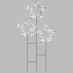 Pegdev - Pdl - Christmas Pre Lit 3 Star Cluster With 30 Warm White Micro Leds Battery Timer Outdoor Decoration Black Frame - thumbnail 1