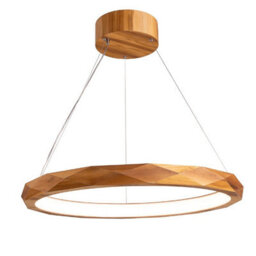 Luminosa Lighting Elstead Angular Integrated Led Pendant Ceiling Light Teak - thumbnail 1
