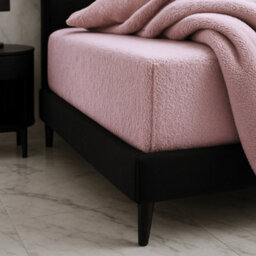 Teddy Fitted Sheet 30Cm Extra Deep Soft Cuddly Soft Touch Bedding Pink - thumbnail 1