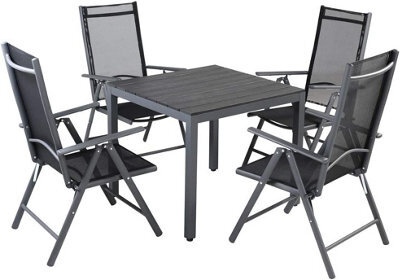 Casaria Dark Grey Aluminium 4 Seater Garden Dining Set 80X80Cm Wpc Table - image 1
