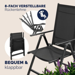 Casaria Dark Grey Aluminium 4 Seater Garden Dining Set 80X80Cm Wpc Table - thumbnail 5