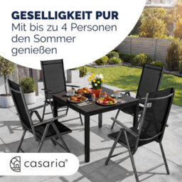 Casaria Dark Grey Aluminium 4 Seater Garden Dining Set 80X80Cm Wpc Table - thumbnail 4