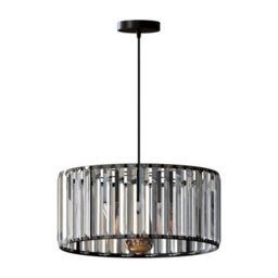 Ledsone Modern Crystal Glass Shade Mini Chandelier Pendant Light, Drum Shape E27 Ceiling Hanging Light With Bulb ,20Cm - thumbnail 3