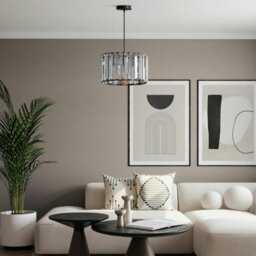 Ledsone Modern Crystal Glass Shade Mini Chandelier Pendant Light, Drum Shape E27 Ceiling Hanging Light With Bulb ,20Cm - thumbnail 5