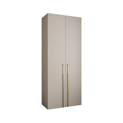 Arte Elegant Cashmere Como 3 Hinged Door Wardrobe H2460mm W1000mm D500mm, Two Doors, Eight Shelves, Hanging Rail, Gold Vertical Handles - image 1