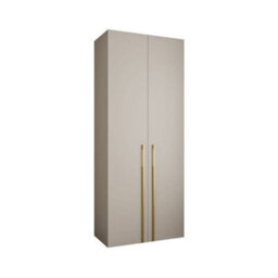 Arte Elegant Cashmere Como 3 Hinged Door Wardrobe H2460mm W1000mm D500mm, Two Doors, Eight Shelves, Hanging Rail, Gold Vertical Handles - thumbnail 1