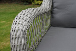 Garden Market Place York Conservatory Or Garden Rattan Weave Duo Set- 2 Swivel Chairs And A Side Table- Grey Colour Fabric. - thumbnail 7