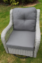 Garden Market Place York Conservatory Or Garden Rattan Weave Duo Set- 2 Swivel Chairs And A Side Table- Grey Colour Fabric. - thumbnail 5