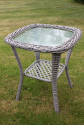 Garden Market Place York Conservatory Or Garden Rattan Weave Duo Set- 2 Swivel Chairs And A Side Table- Grey Colour Fabric. - thumbnail 9