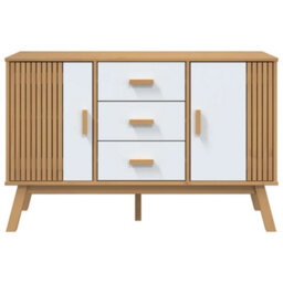 Berkfield Sideboard Olden White And Brown 114X43X73.5Cm Solid Wood Pine - thumbnail 8