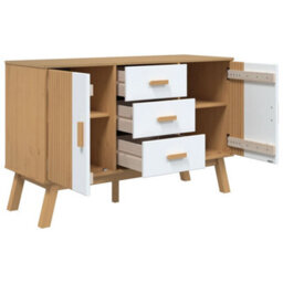 Berkfield Sideboard Olden White And Brown 114X43X73.5Cm Solid Wood Pine - thumbnail 7