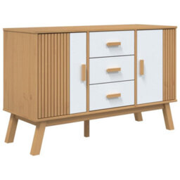 Berkfield Sideboard Olden White And Brown 114X43X73.5Cm Solid Wood Pine - thumbnail 2