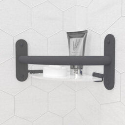 Invisible Creations Corner Shelf In Anthracite- Grey Integrated Grab Rail - thumbnail 1