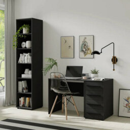 Arte Maxione 08 Bookcase 45Cm - Black, Contemporary Five-Shelf Statement Piece - thumbnail 2