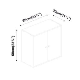 Urbn-Living Urbnliving Height 60Cm 2 Tier Wooden Storage Cabinet Side Furniture Black Door Cupboard Bedroom Hallway Shelf Unit - thumbnail 5