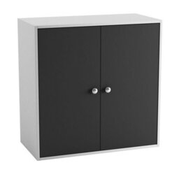 Urbn-Living Urbnliving Height 60Cm 2 Tier Wooden Storage Cabinet Side Furniture Black Door Cupboard Bedroom Hallway Shelf Unit - thumbnail 4