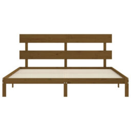 Berkfield Bed Frame With Headboard Honey Brown 200X200 Cm Solid Wood - thumbnail 6