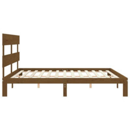 Berkfield Bed Frame With Headboard Honey Brown 200X200 Cm Solid Wood - thumbnail 7