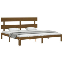 Berkfield Bed Frame With Headboard Honey Brown 200X200 Cm Solid Wood - thumbnail 4