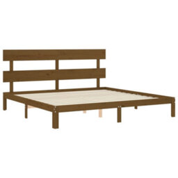 Berkfield Bed Frame With Headboard Honey Brown 200X200 Cm Solid Wood - thumbnail 5