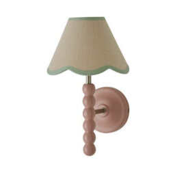 Valuelights Bobbin Pink Wall Light With Green Trim Scallop Shade - thumbnail 6