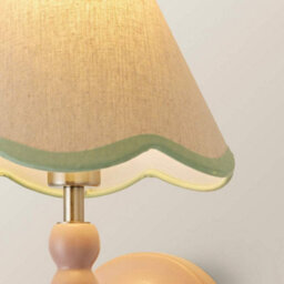 Valuelights Bobbin Pink Wall Light With Green Trim Scallop Shade - thumbnail 5
