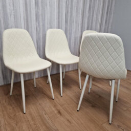 Kosy Koala Dining Chairs Set Of 4 Cream Chairs Stitched Faux Leather Chairs, Soft Padded Seat Living Room Chairs , Kitchen Chairs