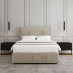 REGIONAL FURNISHINGS Cream Plush Velvet Upholstered Divan Bed Set 24Inch Headboard & Footboard 2Drawersfootend & Mattress In 4Ft 4Ft6 5Ft 6Ft - thumbnail 2