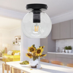 First Choice Lighting Set Of 2 Barnum - Clear Glass Globe Black Ceiling Light Fittings - thumbnail 5