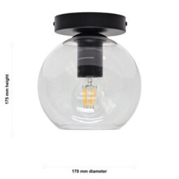 First Choice Lighting Set Of 2 Barnum - Clear Glass Globe Black Ceiling Light Fittings - thumbnail 6