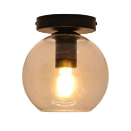 First Choice Lighting Set Of 2 Barnum - Clear Glass Globe Black Ceiling Light Fittings - thumbnail 3