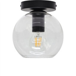 First Choice Lighting Set Of 2 Barnum - Clear Glass Globe Black Ceiling Light Fittings - thumbnail 2