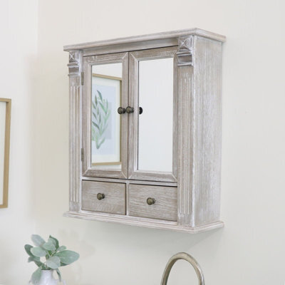 Melody Maison Wooden Mirrored Bathroom Cabinet - image 1