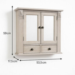 Melody Maison Wooden Mirrored Bathroom Cabinet - thumbnail 7