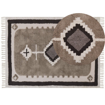 Beliani Rug Geyve Beige 160 X 230 Cm Cotton - image 1