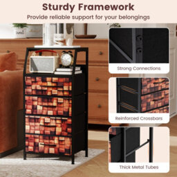 Gainoom Industrial Bedside Table Nightstand Tall Dresser With 4 Fabric Drawers And Sturdy Metal Frame - thumbnail 8