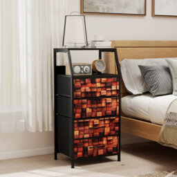 Gainoom Industrial Bedside Table Nightstand Tall Dresser With 4 Fabric Drawers And Sturdy Metal Frame - thumbnail 3