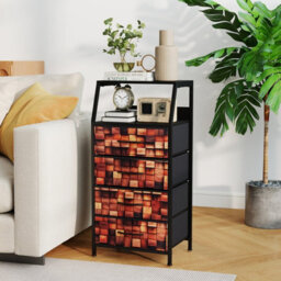 Gainoom Industrial Bedside Table Nightstand Tall Dresser With 4 Fabric Drawers And Sturdy Metal Frame - thumbnail 1