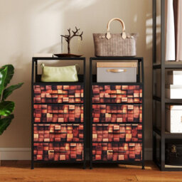 Gainoom Industrial Bedside Table Nightstand Tall Dresser With 4 Fabric Drawers And Sturdy Metal Frame - thumbnail 7