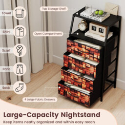 Gainoom Industrial Bedside Table Nightstand Tall Dresser With 4 Fabric Drawers And Sturdy Metal Frame - thumbnail 6