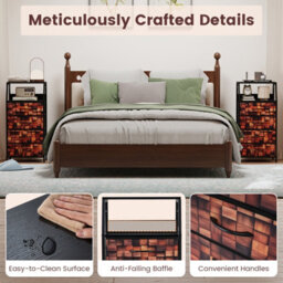 Gainoom Industrial Bedside Table Nightstand Tall Dresser With 4 Fabric Drawers And Sturdy Metal Frame - thumbnail 5