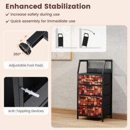 Gainoom Industrial Bedside Table Nightstand Tall Dresser With 4 Fabric Drawers And Sturdy Metal Frame - thumbnail 4