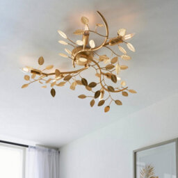 Gold Leaf Flush Ceiling Light - 6 Bulb Decorative Fitting - Low Profile Lighting - thumbnail 5