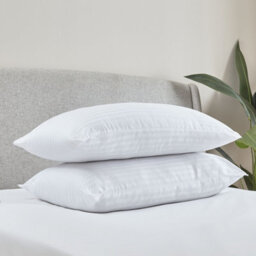 Catherine Lansfield 200 Thread Count Hotel Satin Stripe Cotton 48X74Cm Pillow Pair White - thumbnail 1