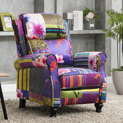 Fabric Patchwork Mary Manual Recliner Chair - image 1