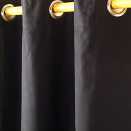 Homescapes Plain Black Cotton Eyelet Curtains 137 X 182 Cm - thumbnail 3