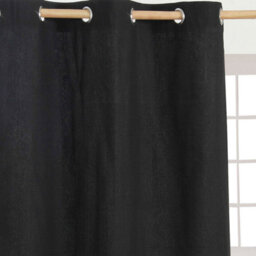 Homescapes Plain Black Cotton Eyelet Curtains 137 X 182 Cm - thumbnail 2