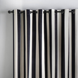 "OHS Stripe Blackout Eyelet Curtains Thermal Pair Of Ring Top Panels, Mono - 90X90""" - thumbnail 6