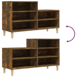 Berkfield Shoe Cabinet Smoked Oak 102X36X60 Cm Engineered Wood - thumbnail 7